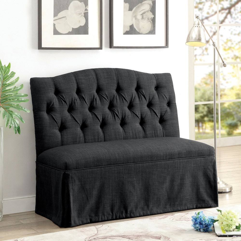 Furniture of America Nord Contemporary Fabric Tufted Loveseat - Dark Grey