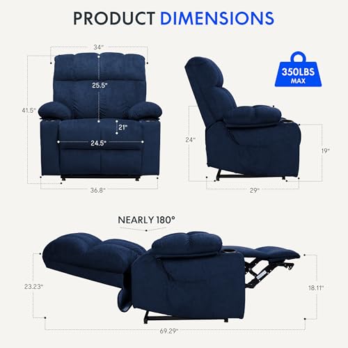 FLEXISPOT XL31 Power Lift Recliner Chair for Elderly, Electric Lift Chair with Massage & Heat, PU Leather Reclining Sofa w/Cup Holders