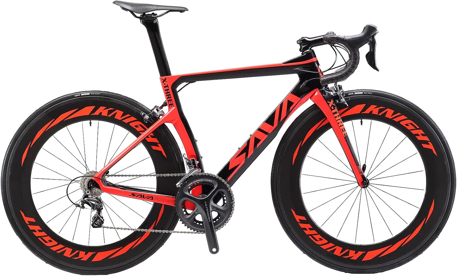 SAVADECK Phantom 2.0 Carbon Fiber Road Bike 700C Carbon Frame Racing Bicycle with Shimano Ultegra 8000 22 Speed Group Set, 25C Tire and Fizik Saddle