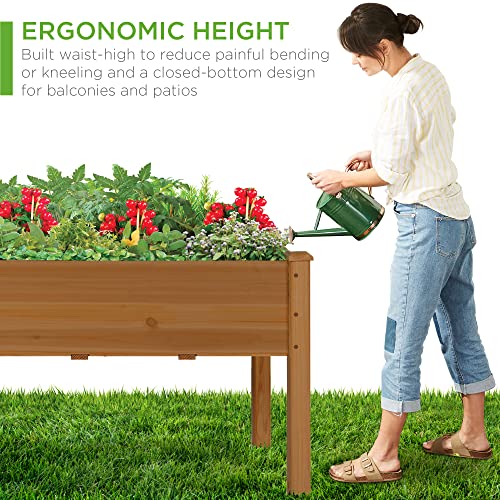 Best Choice Products 72x23x30in Raised Garden Bed, Elevated Wood Planter Box Stand for Backyard, Patio, Balcony w/Divider Panel, 6 Legs