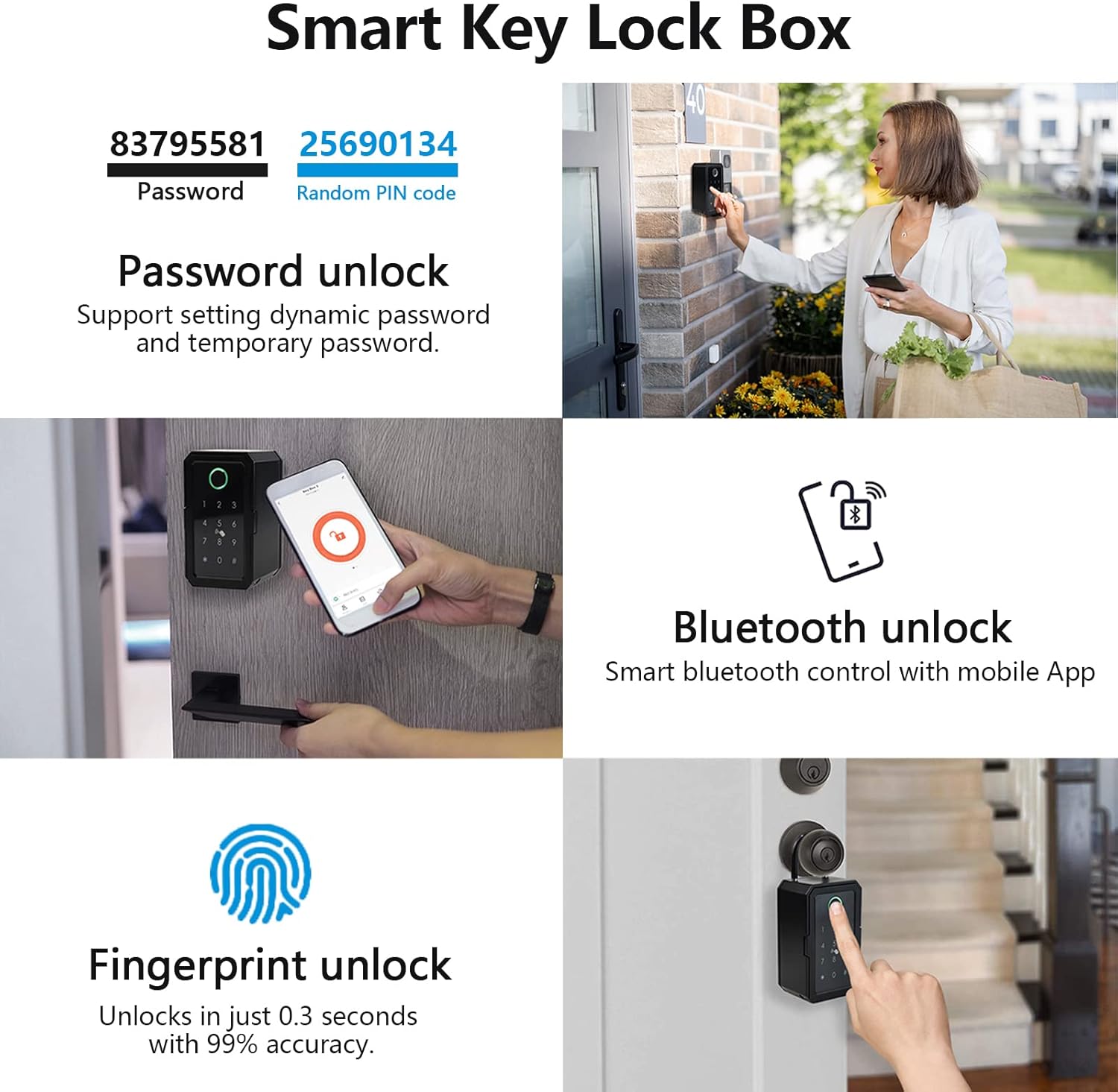 Key Lock Box, Smart Wireless Lock Box with App Remote Access, Large Key Safe for House, Waterproof
