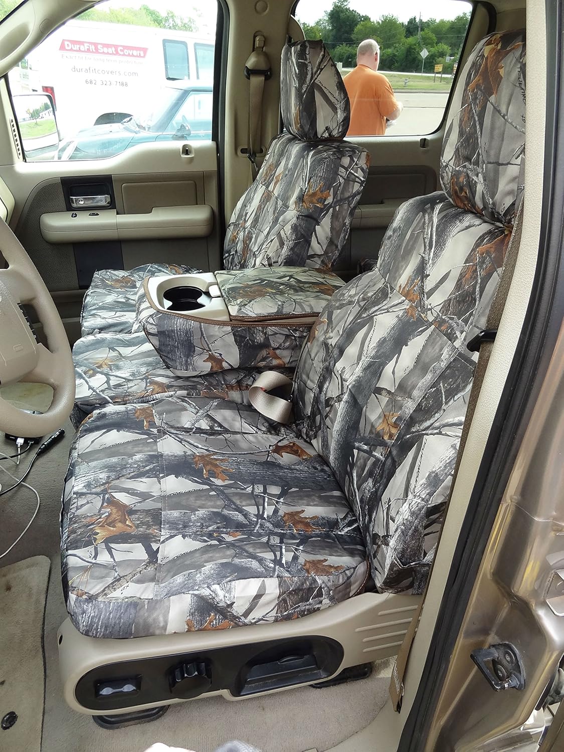 Durafit Seat Covers Made to fit 2004-2008 Ford F150 Super Crew Front 40/20/40 Split Seat with Adjustable Headrests and Opening Center Console Made in