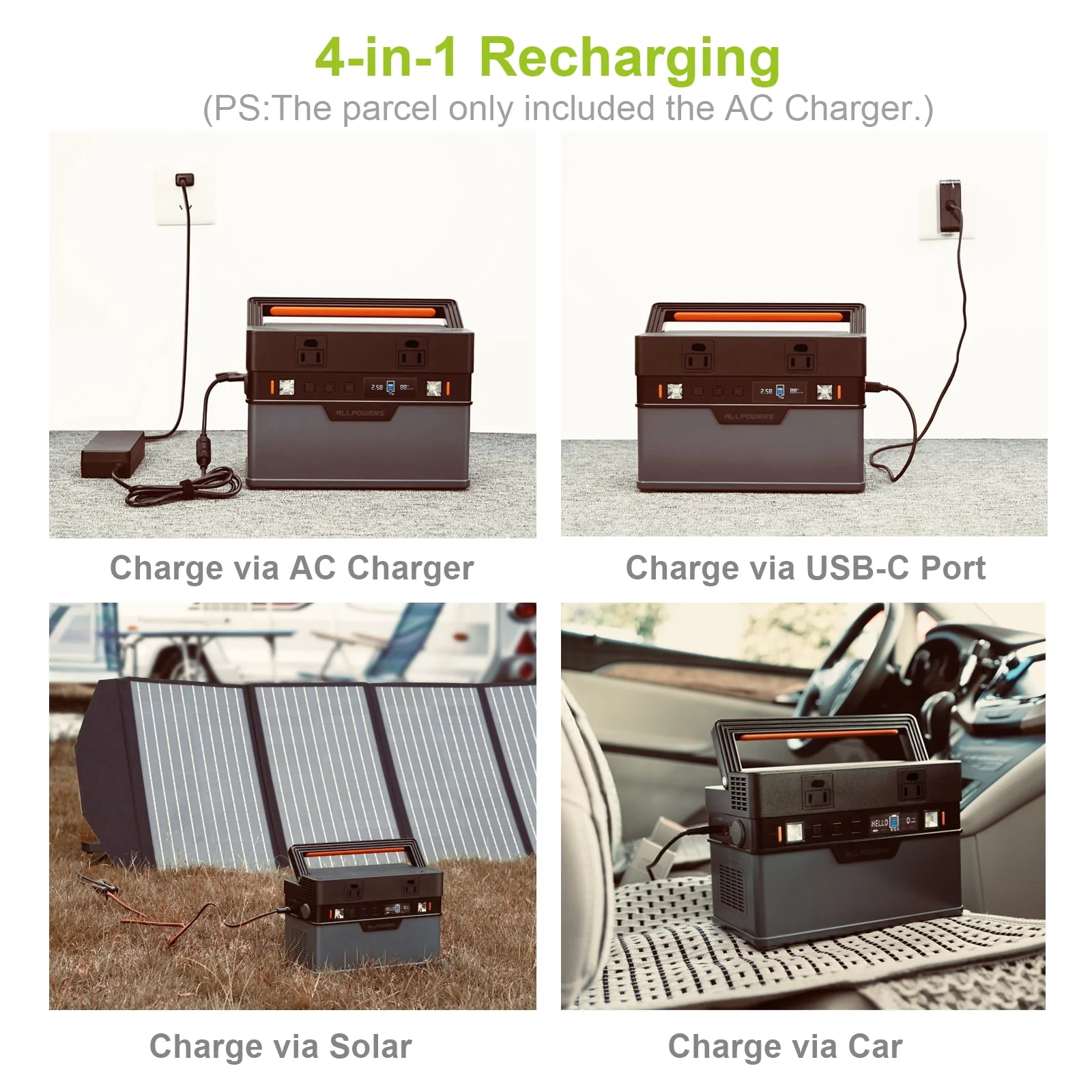 ALLPOWERS 288Wh 300W Portable Power Station with 100W Foldable Solar Panel, S300 Solar Generator Kit