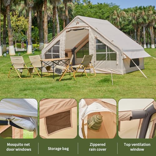 Inflatable Tent with Pump,4-6 Person Instant Glamping Camping Tents House