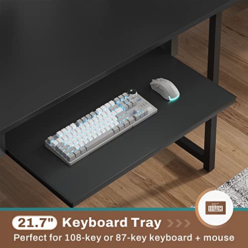 SEDETA L Shaped Gaming Desk, Reversible Computer Desk with Power Outlet and Pegboard, Gaming Desk with Led Lights