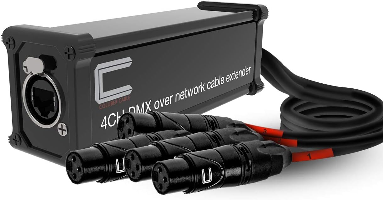XLR Over Cat5 4 Channel 3-Pin Male Female to Single Ethernet - XLR, AES, DMX Over RJ45 Cat5/Cat6 Audio Over Ethernet Multi Network Snake Receiver