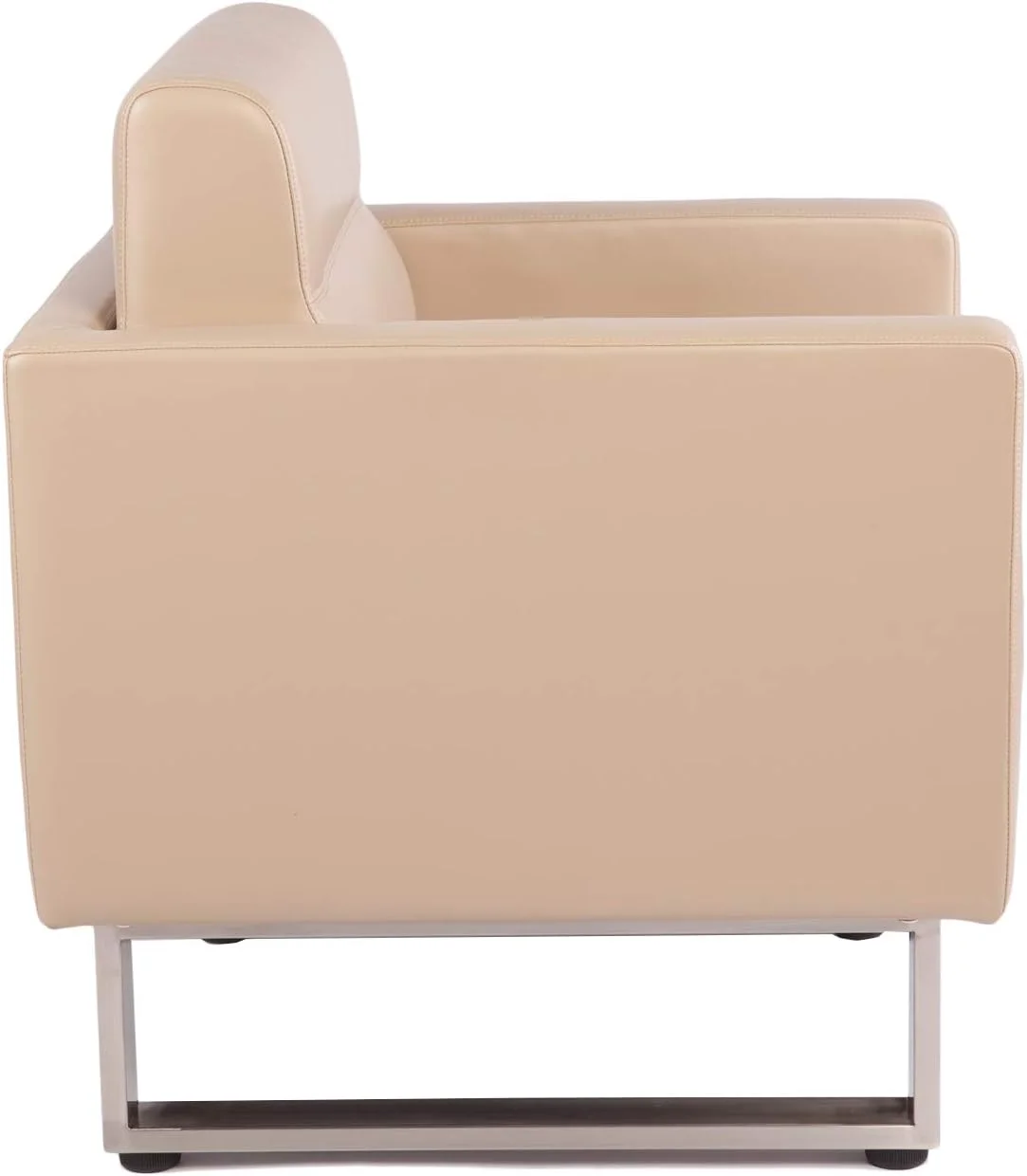 Office Guest Chairs Modern Waiting Room Office Reception Lobby Modern PU Leather Club Chair Home Arm Chair Sofa Seat Furniture W/Cushion (Beige)