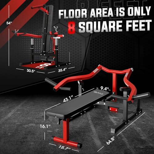 GMWD Chest Press Machine, 1050LBS Bench Press Machine with Independent Converging Arms, Adjustable Flat Incline Bench for Chest, AB Workouts