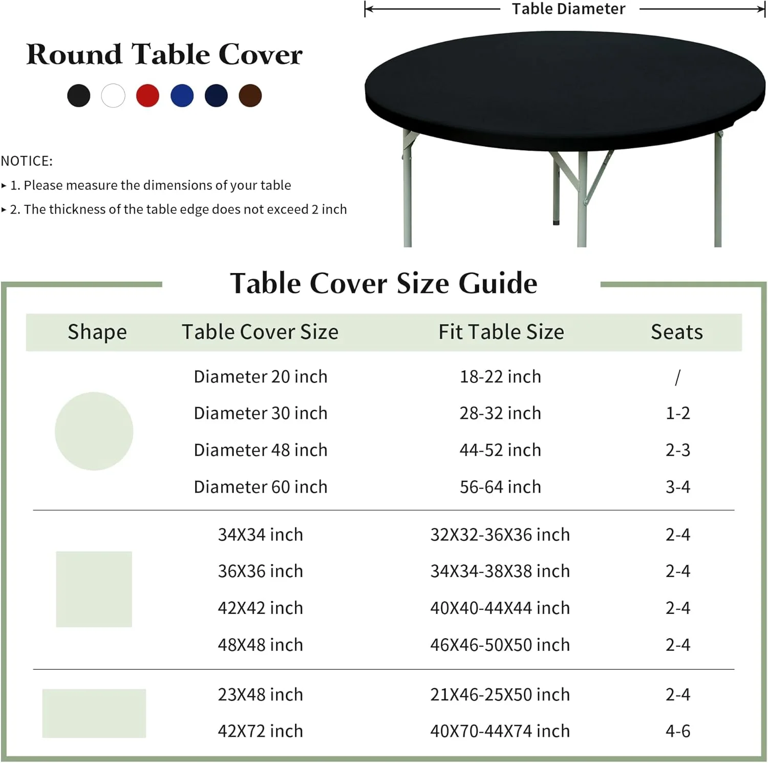 2 Pack Rectangle Fitted Tablecloth 36X60 Inch Stretch Spandex Patio Table Cover Navy Washable Table Cloth Elastic Table Topper for Indoor and Outdoor