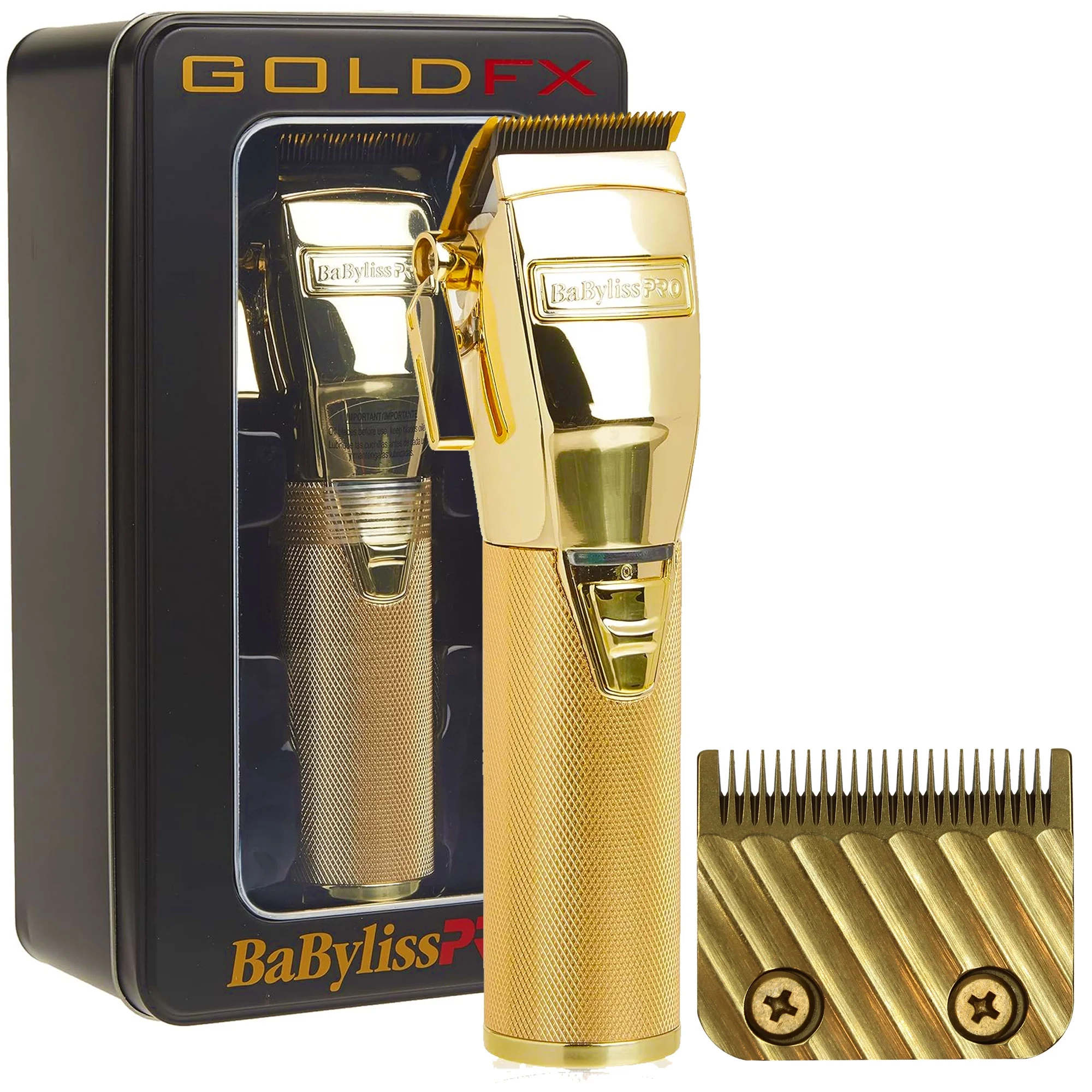 BaByliss PRO FX870G Cordless Clipper Gold with Replacement Gold Titanium Wedge Blade #FX603G - Radiant Selections
