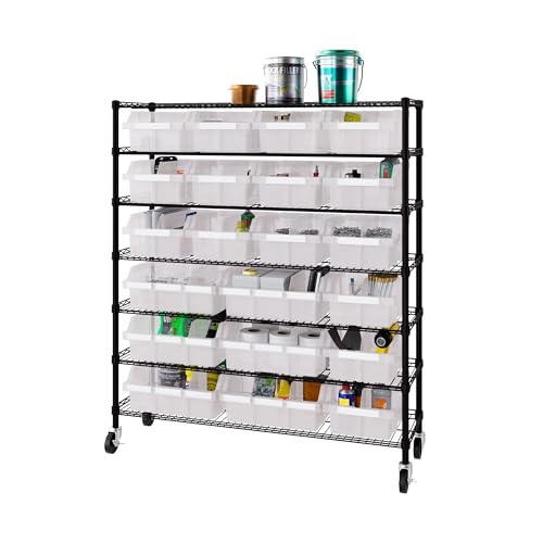 Seville Classics Heavy Duty NSF Bin Rack Solid Steel Wire Shelving Storage Unit, Patented Organizer for Garage, Warehouse, Office, Restaurant