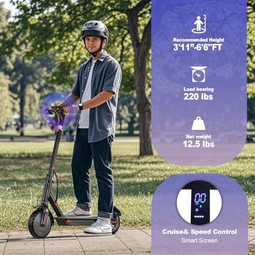 Electric Scooter Adults, Foldable 8.5" Tires E Scooter for Adults, 19 Mph, 350W Motor Fast Cooter