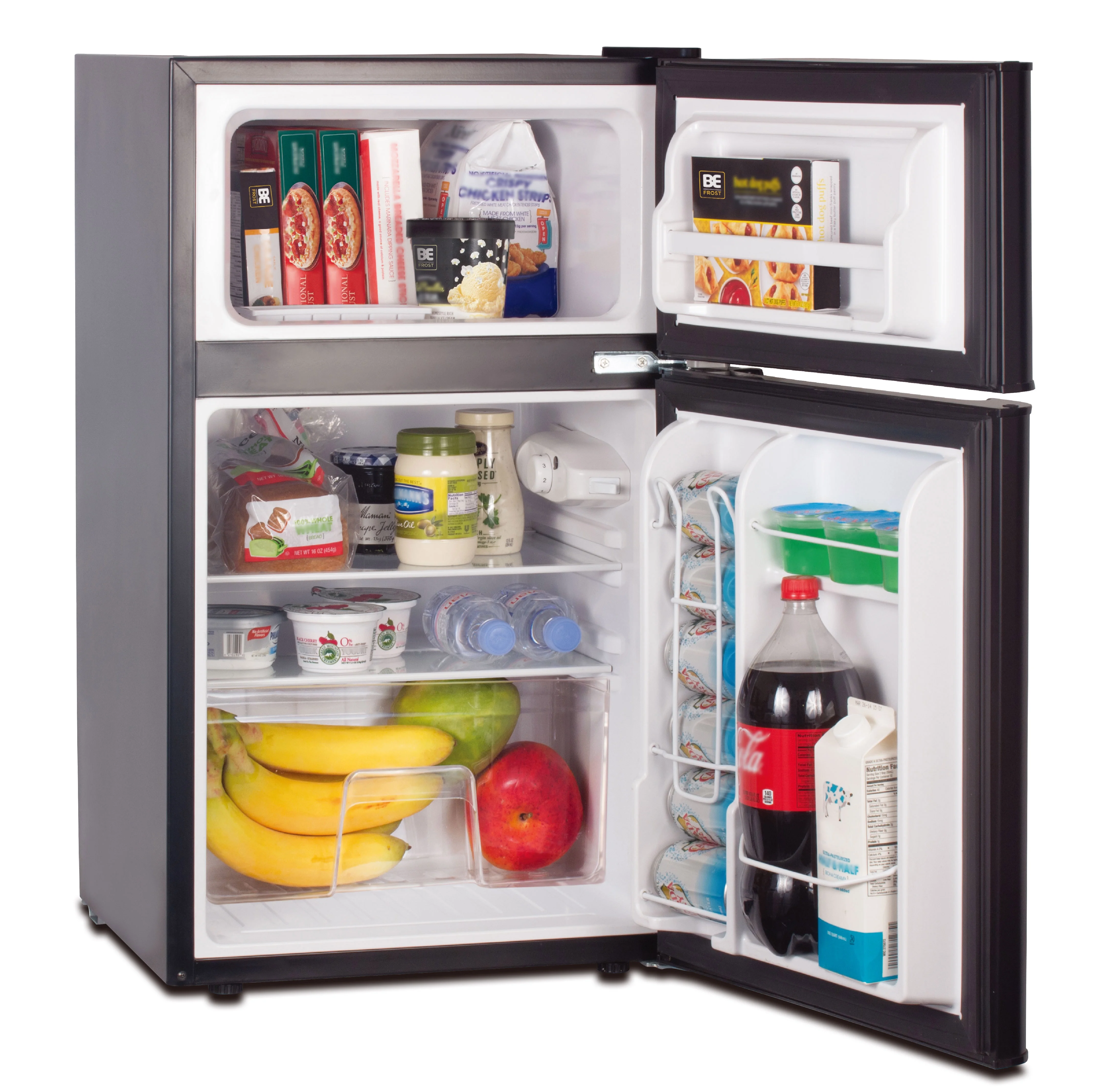 RCA 3.2 Cu Ft Two Door Mini Fridge with Freezer RFR832, Black