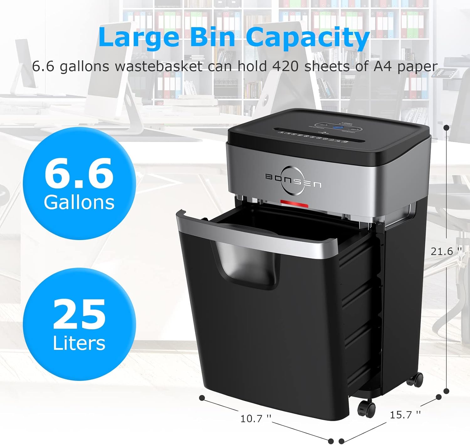 BONSEN 18-Sheet Paper Shredder, 30-Minute Heavy Duty Cross-Cut Paper, CD and Credit Card Shredder for Office