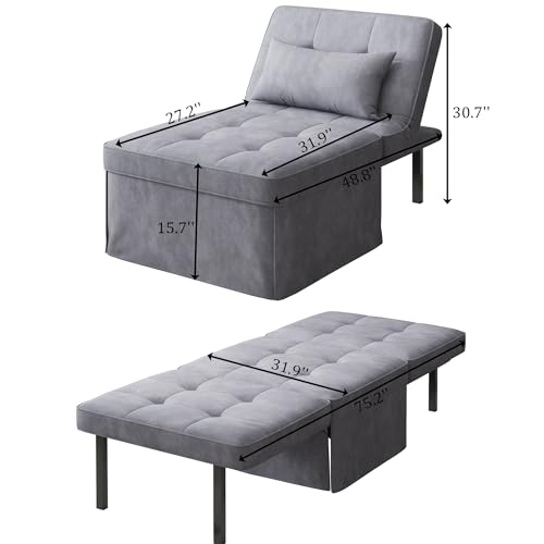 Sofa Bed 4 in 1 Multi-Function Folding Ottoman Breathable CouchBed with Adjustable Backrest Modern Convertible Lounge Chair for Living Room Apartment