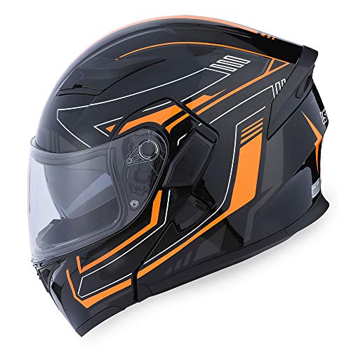 1Storm Motorcycle Modular Full Face Helmet Flip up Dual Visor Sun Shield: HB89