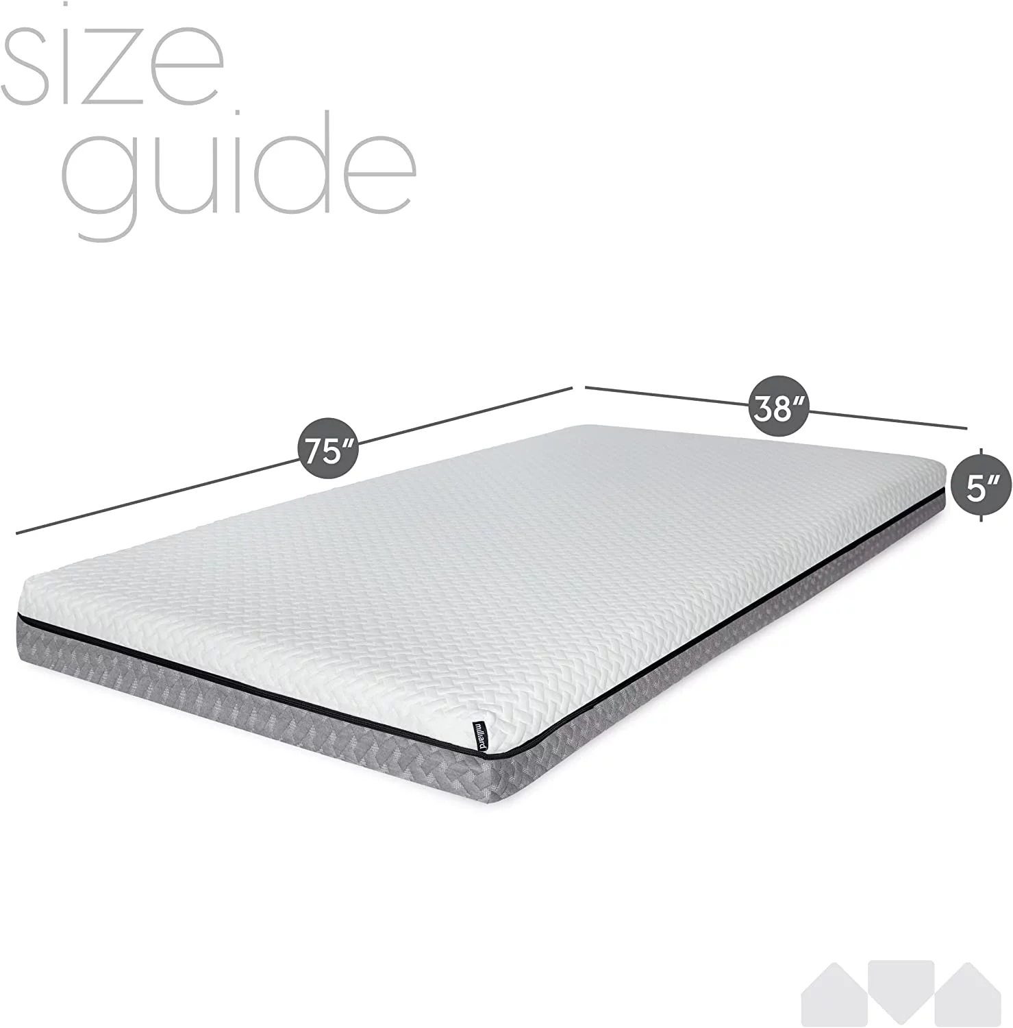 Milliard 5 in. Deluxe Memory Foam Mattress Twin, Dual-Sided - for Bunk Bed, Daybed, Trundle or Folding Bed Replacement