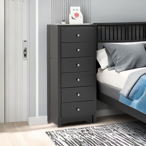 Prepac Sonoma 6 Drawer Dresser for Bedroom, Tall Chest of Drawers, Bedroom Furniture, Clothes Storage and Organizer, 19" D x 23.25" W x 52.75" H