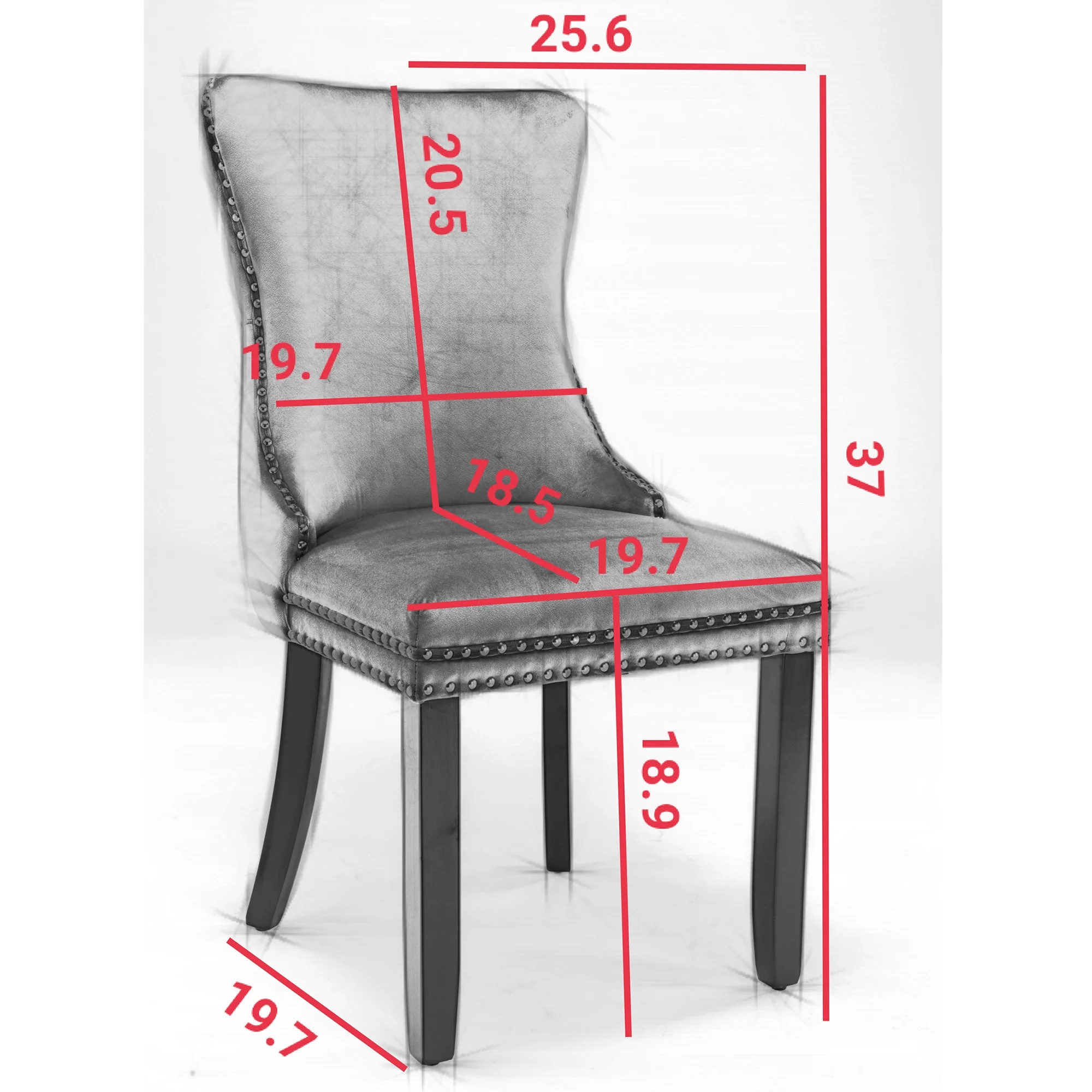SYNGAR Velvet Dining Chairs Set of 2, Upholstered Wing Back Dining Chair with Handcrafted Button Tufted, Nailhead Trim