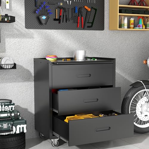 Mobile Tool Storage Cabinet with Wheels,Heavy Duty Rolling Tool Cabinets for Garage,Metal Storage Cabinets with 4 Drawer and 1 Locking Doors