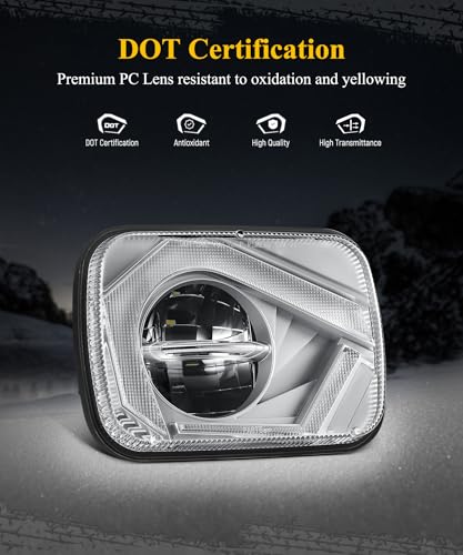 Partsam 2025 H6054 LED Headlights 7x6 5x7 Headlamp Hi/Low Sealed Beam Lights [DOT] [Start & End Animation] [Anti-glare] [DRL] [Sequential Turn