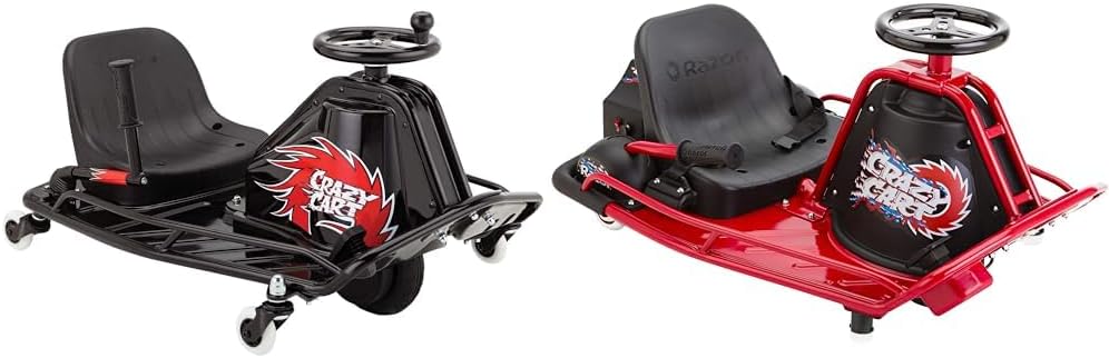 Razor Crazy Cart DLX - 24V Electric Drfting Go Kart - Enhanced Drift Bar, Brodie Knob Steering & Crazy Cart - 24V Electric Drifting Go Kart