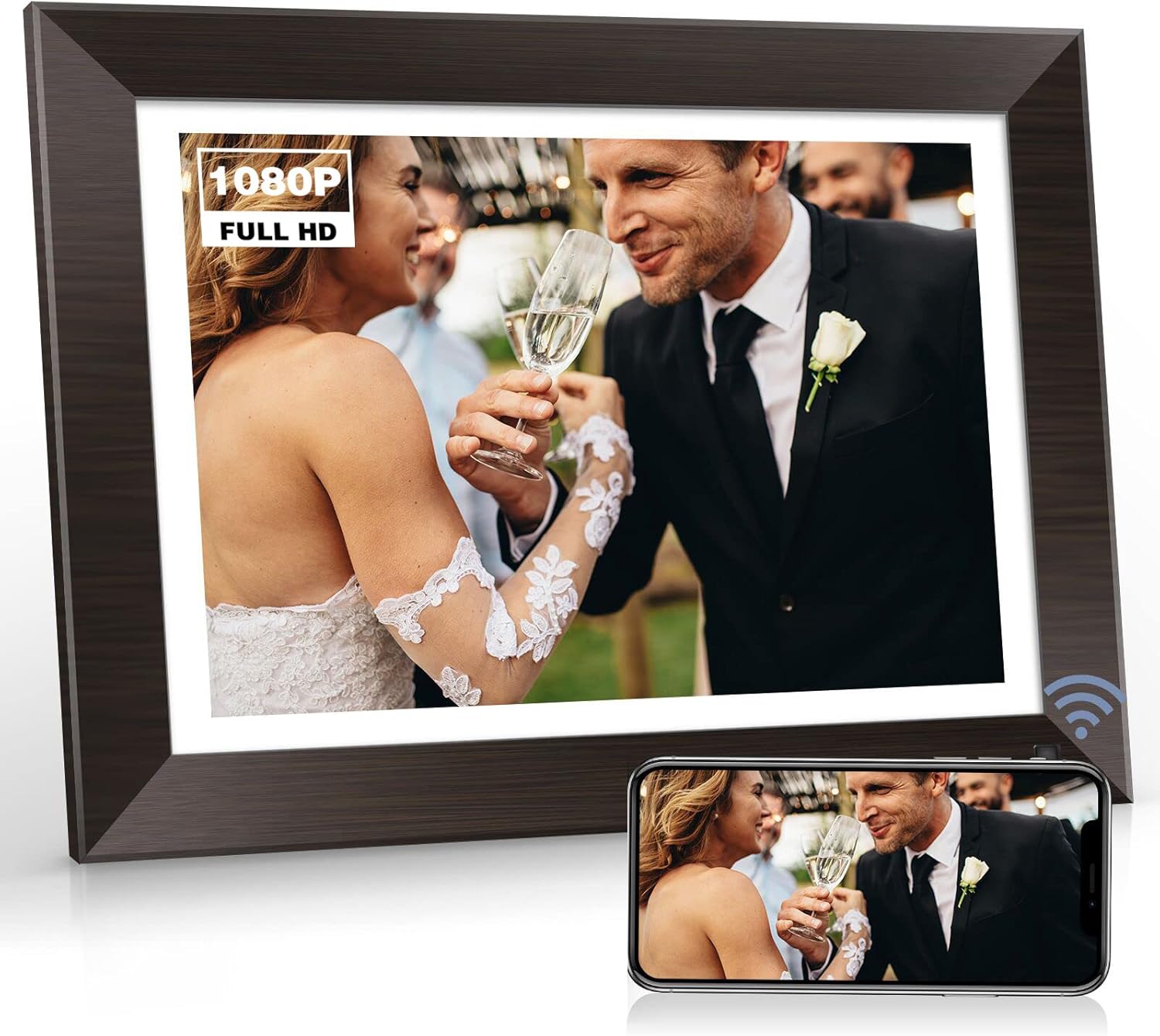 BSIMB Digital Picture Frame IPS Display, Wall-Mountable Electric Photo Frame with Remote Control, Place in Landscape&Portrait, Gift for Mother's Day