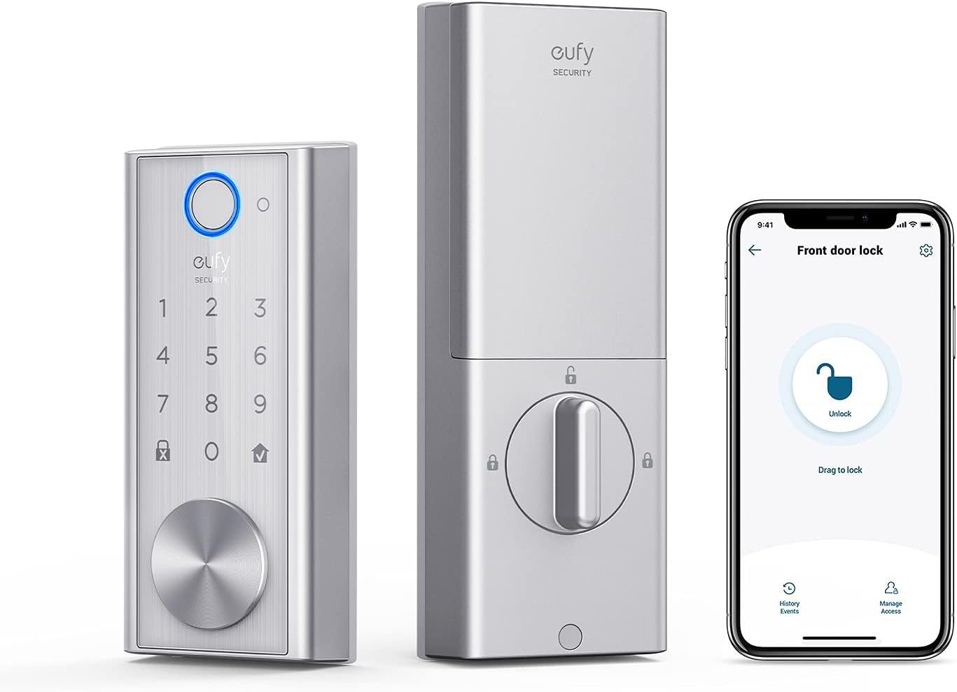 eufy Security Smart Lock Touch & Wi-Fi, Fingerprint Scan, Keyless Entry Door Lock, Smart Wi-Fi Lock, Bluetooth Electronic Deadbolt