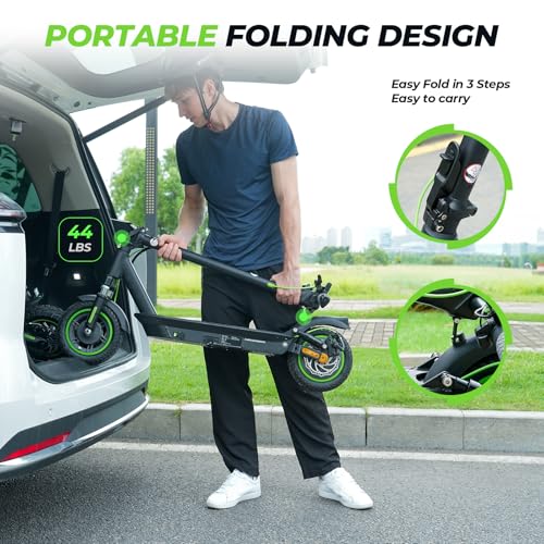 Electric Scooter for Adults, 800 Powerful Motor, 10 Inch Tires, 25/28 MPH Top Speed, 30/32 Miles Long Range, Dual Disc Brakes & Shock Absorber