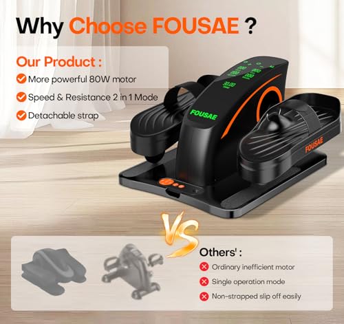 Under Desk Elliptical, Upgraded 6 Adjustable Resistance &15 Speeds Leg Exerciser While Sitting for Seniors with Forward & Reverse Direction