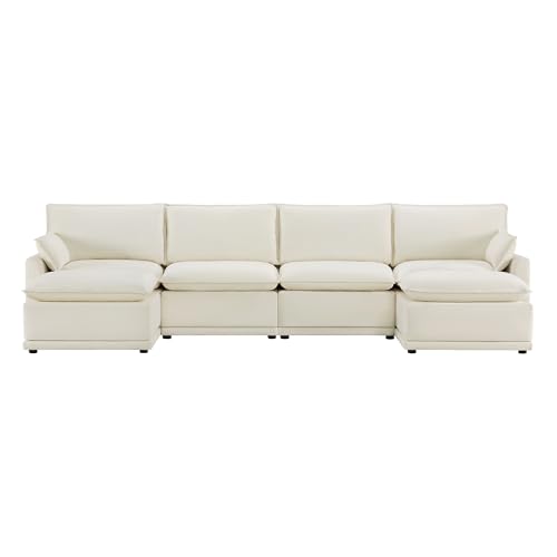 CHITA 113" Oversized Cloud Sectional Couch, Modern Modular Sectional Sofa Set for Living Room, 4 Seater L Shaped Couch, Cream