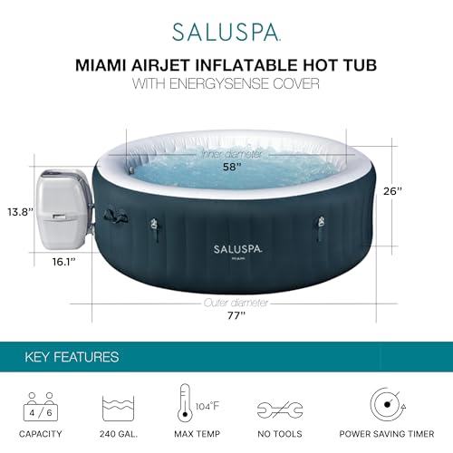 Bestway SaluSpa Aruba AirJet 2 to 3 Person Inflatable Hot Tub, 67 x 26 Inch Round Portable Outdoor Spa with 110 Soothing Jets and Cover, Gray