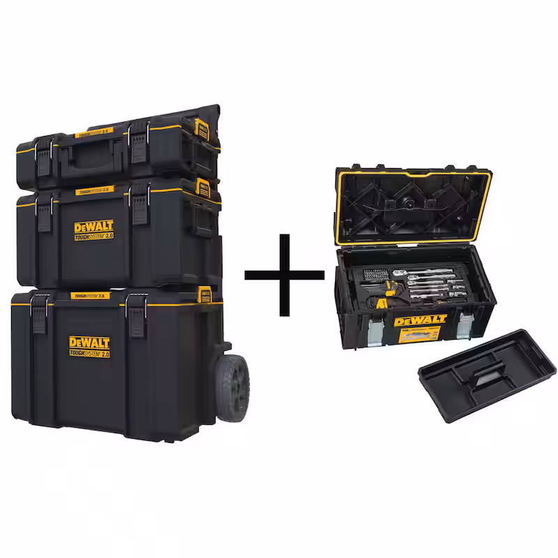 TOUGHSYSTEM 2.0 Small Tool Box, Medium Tool Box, Mobile Tool Box and Mechanics Tool Set (226 Piece) with Tool Box