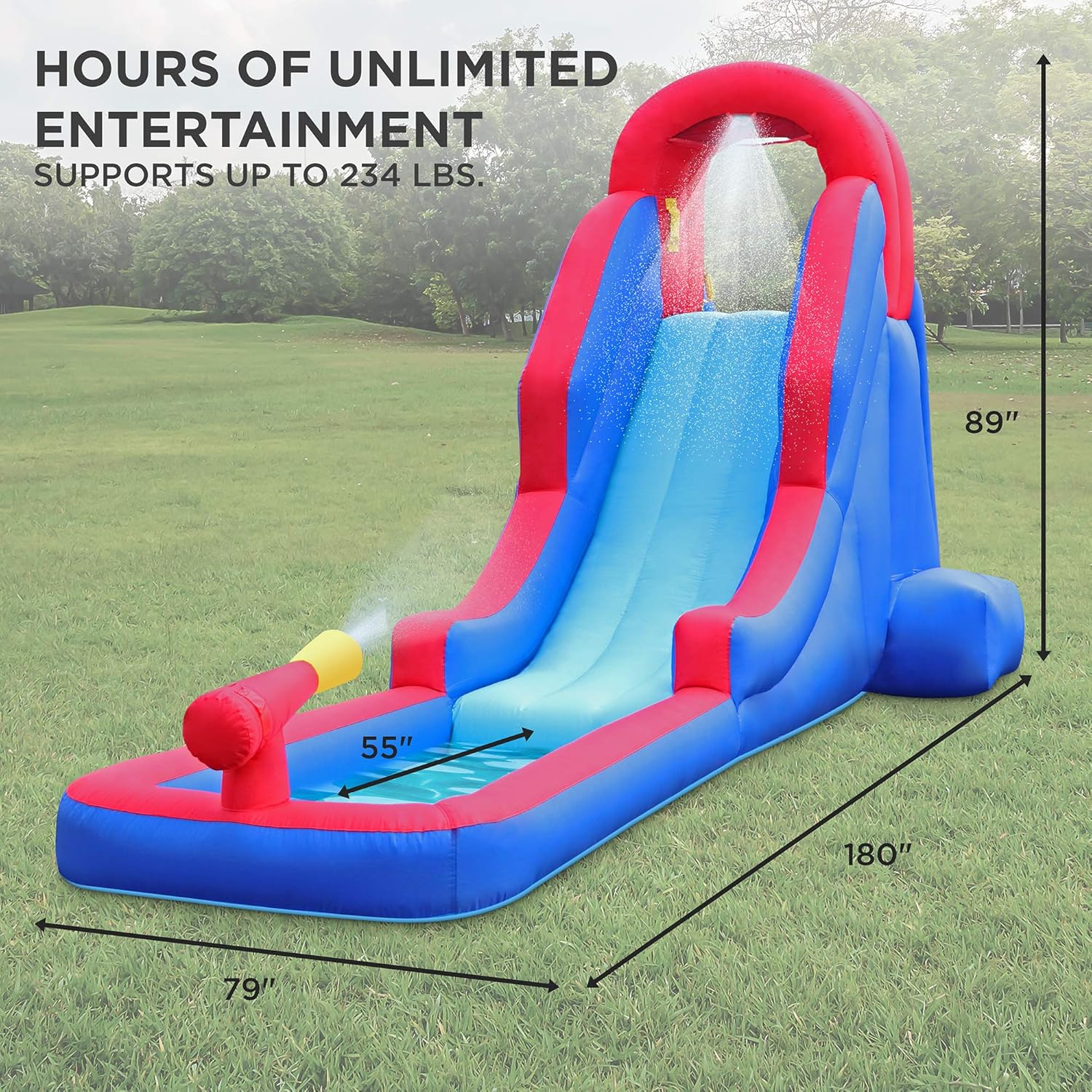 Deluxe Inflatable Water Slide Park – Heavy-Duty Nylon for Outdoor Fun - Climbing Wall, Slide