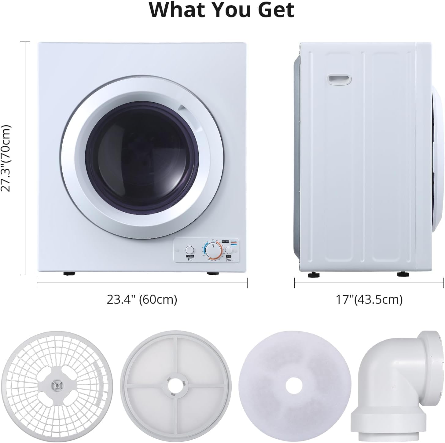 3-in-1 Clothes Dryer, 2 Temperatures 1400W Portable Dryer,Compact Clothes Dryer Machine Up to 14.4 Lbs of Clothes