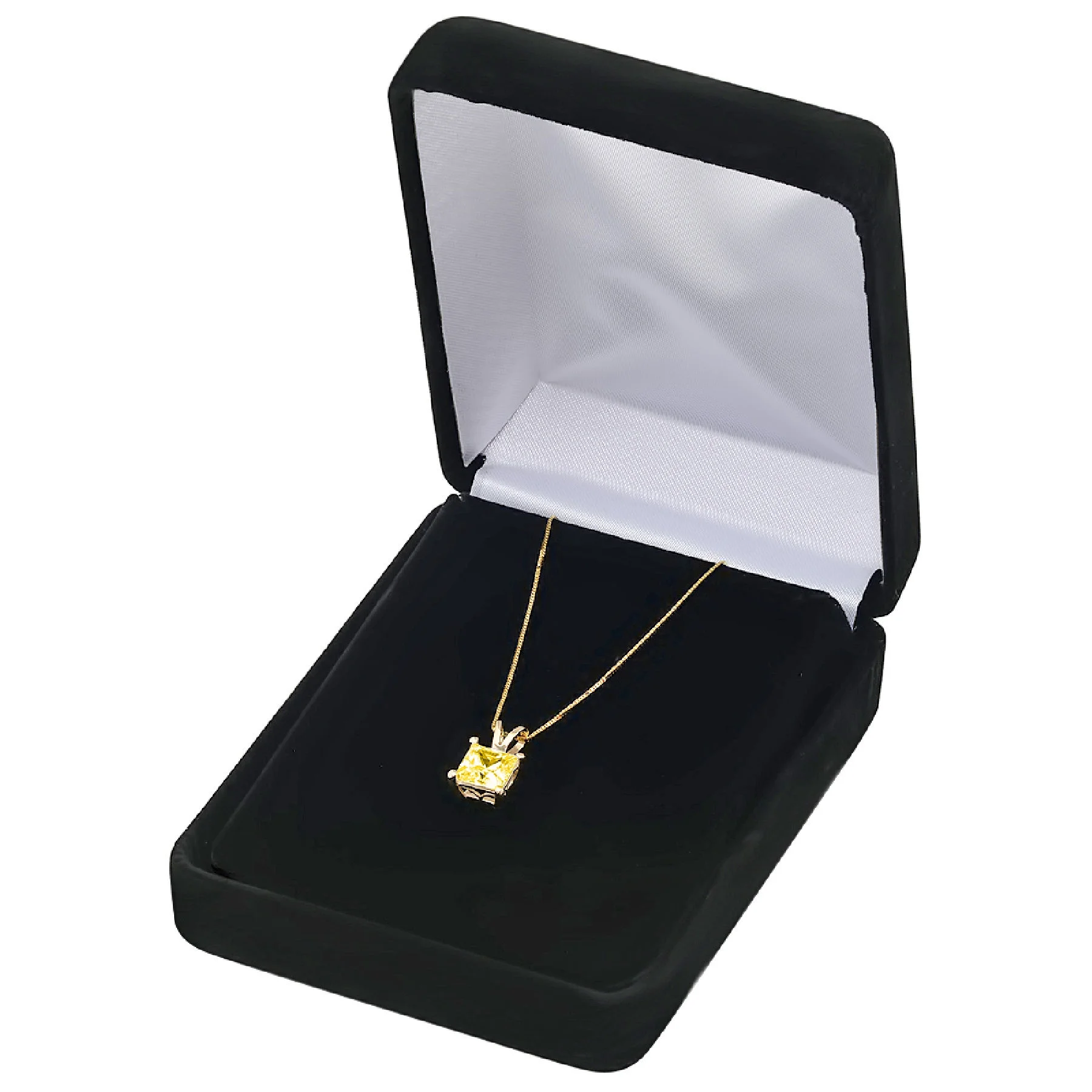 2.5 ct Brilliant Princess Cut Solitaire Synthetic Yellow Moissanite 14k Yellow Gold Pendant with 18" Chain