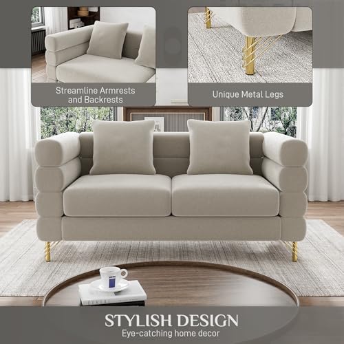 Cloud Couch for Living Room, 79" Modern Overstuffed Deep Seat Boucle Sherpa 3 Seater Sofa with 3 Pillows