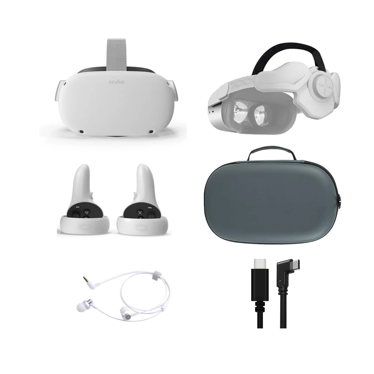 2021 Meta Oculus Quest 2 All-In-One VR Headset, Touch Controllers, 256GB SSD, 3D Audio, 1832x1920 up to 90 Hz Refresh Rate LCD, Mytrix Head Strap