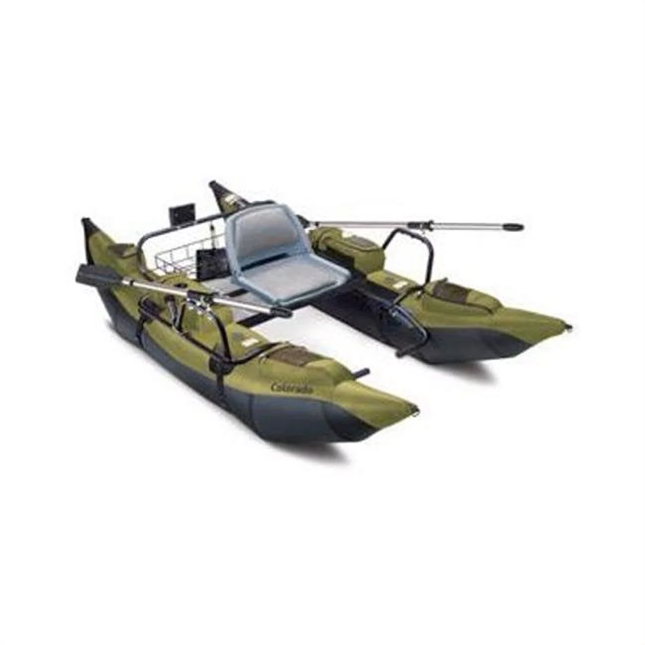 Colorado 9 Foot High-Capacity Pontoon Boat With Padded Seat - Sage-Black
