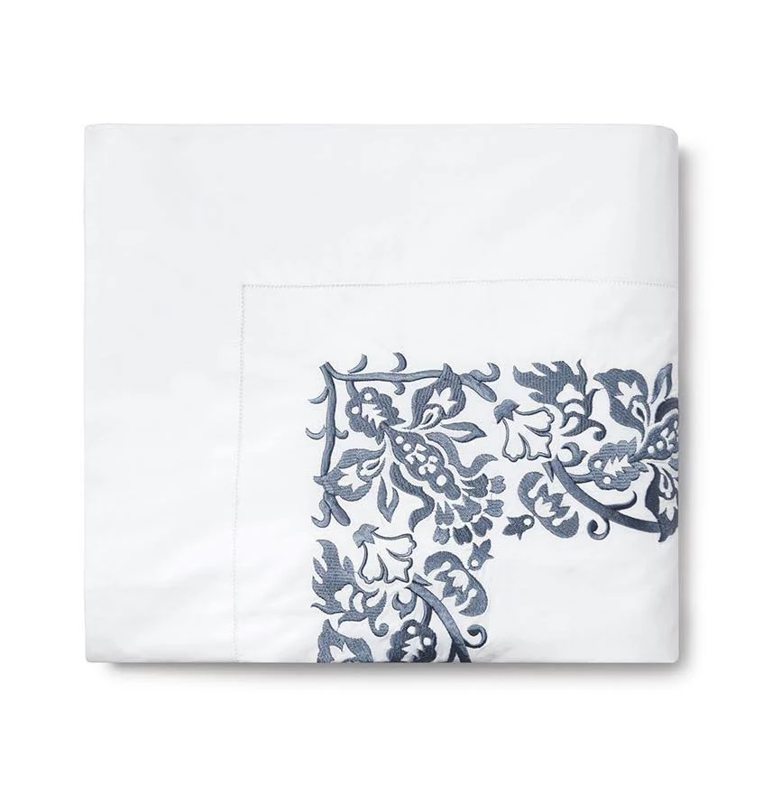Sferra Saxon Flat Sheet, King - Indigo