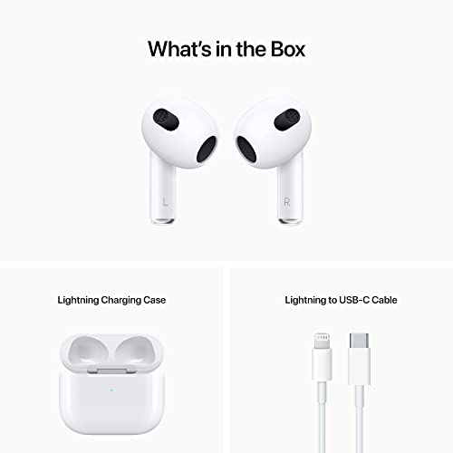 Apple AirPods (3rd Generation) Wireless Ear Buds, Bluetooth Headphones, Personalized Spatial Audio, Sweat and Water Resistant