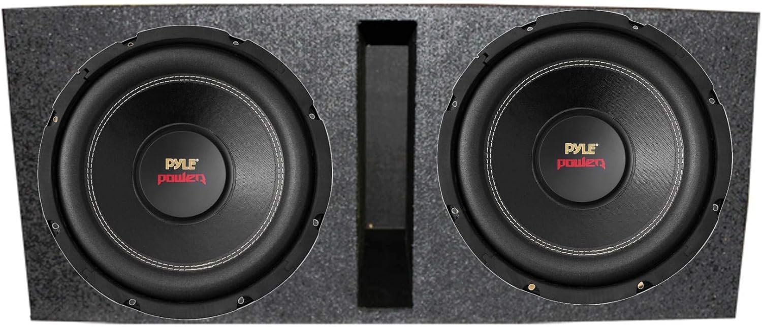 Pyle PLPW12D 12 3200W 4-Ohm DVC Car Subwoofer Sub 2 Pack w/ DVC 4 Ohm Impedance, Black Steel Basket, & Non Press Paper Cone and Dual Ported Enclosure