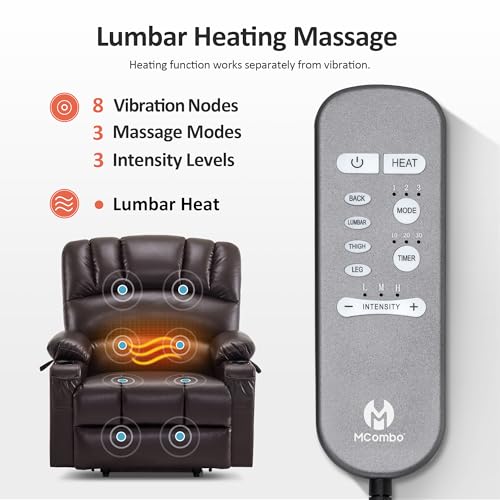 MCombo Oversized Power Lift Recliner Chair for Elderly, Lift Chair with Heat and Massage, Lift Recliner for Big and Tall, Cup Holders