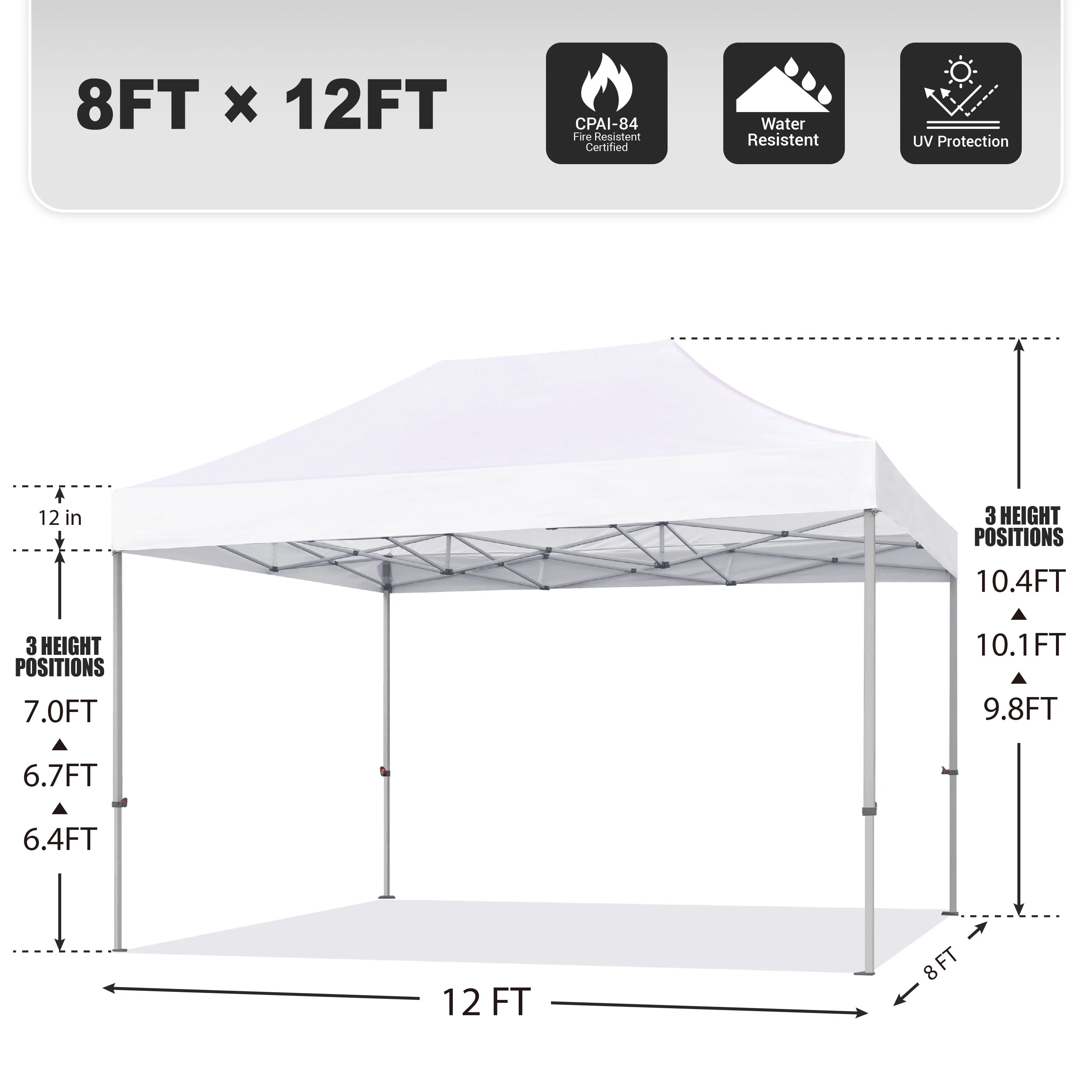 Eurmax 8x12 Ez Pop up Canopy Tent Sandy Commercial Tent（60LBS,8x12FT）