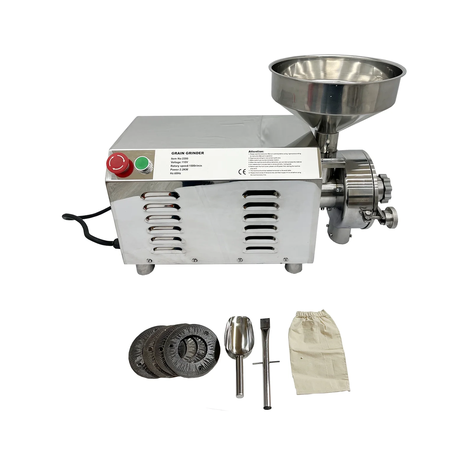 PreAsion Hammer Mill Equipment Grain Grinder Grinding Machine for Dry Grain Soybean Spice Coffee Bean Stainless Steel