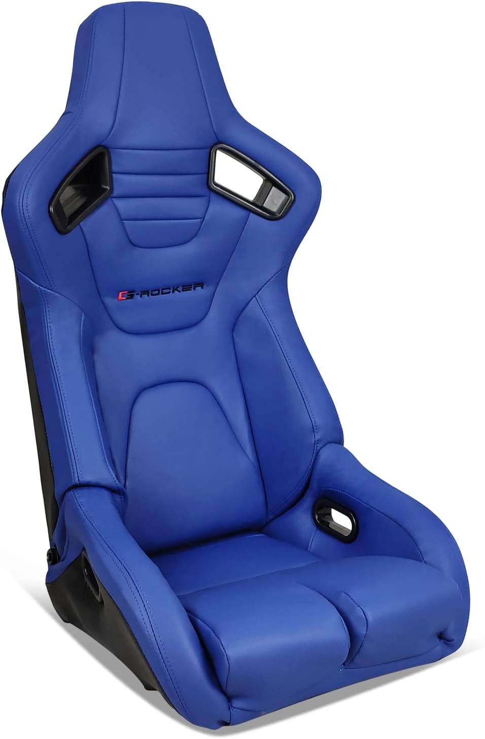 IKON MOTORSPORTS, Universal Bucket Racing Seat Left Driver Side with Dual Slider, Blue PU Leather Reclinable