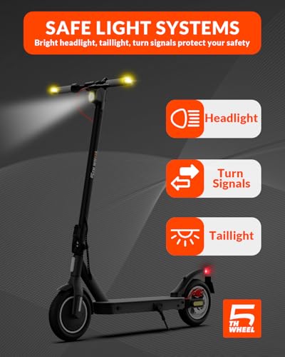 5TH WHEEL V30PRO Electric Scooter, 10" Solid Tires, 350W Motor & 18 MPH, 19.9 Miles Range E-Scooter with E-Lock, Dual Brakes and Suspension