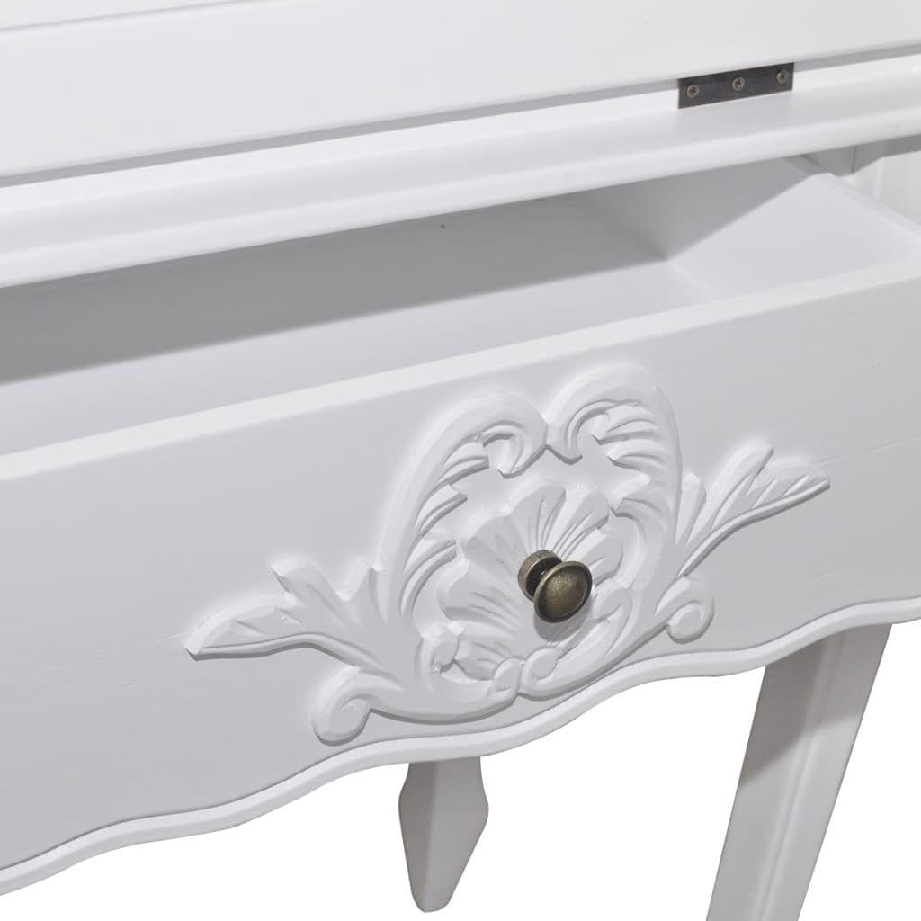 Exquisite Antique Secretary Desk - Vintage French Style Writing Table for Home Office - Classic Rustic Design with Elegant Wooden Finish-White