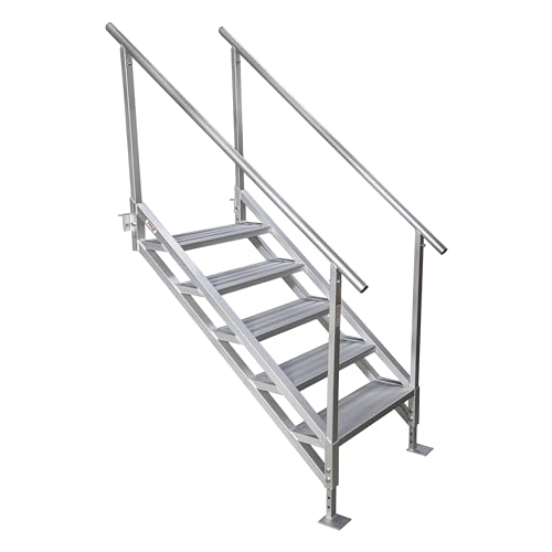 Extreme Max 3005.4333 Jumbo-Tread Universal Mount Dock Stairs with Railing - 5-Step