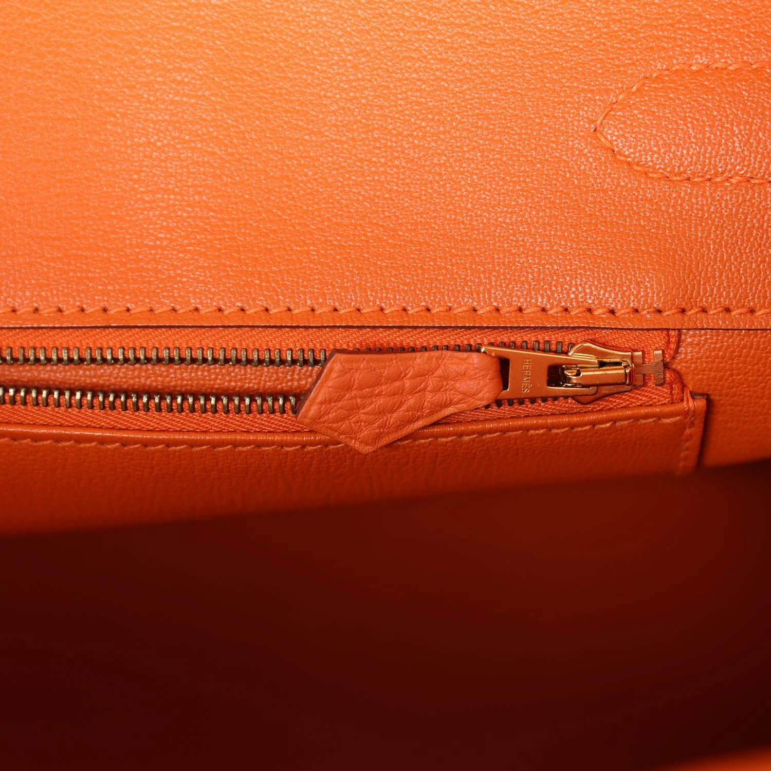 Pre-owned Hermes Birkin 35 Orange H Clemence Gold Hardware